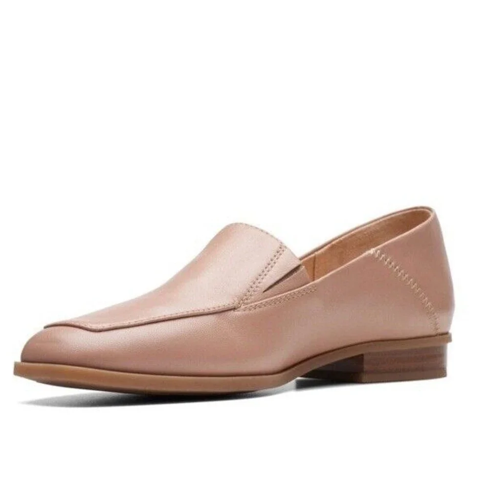 NIB CLARKS Sarafyna Freva Leather Flat Women US Size‎ 11 M Praline Career Office